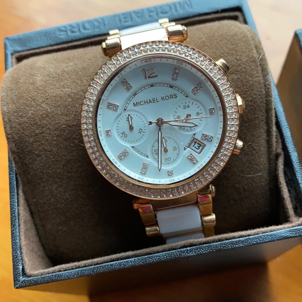 Michael Kors watch white and rose gold
